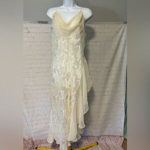 Vintage Victoria’s Secret Gold Label Sheer Side Ruffle Nightgown Sz L